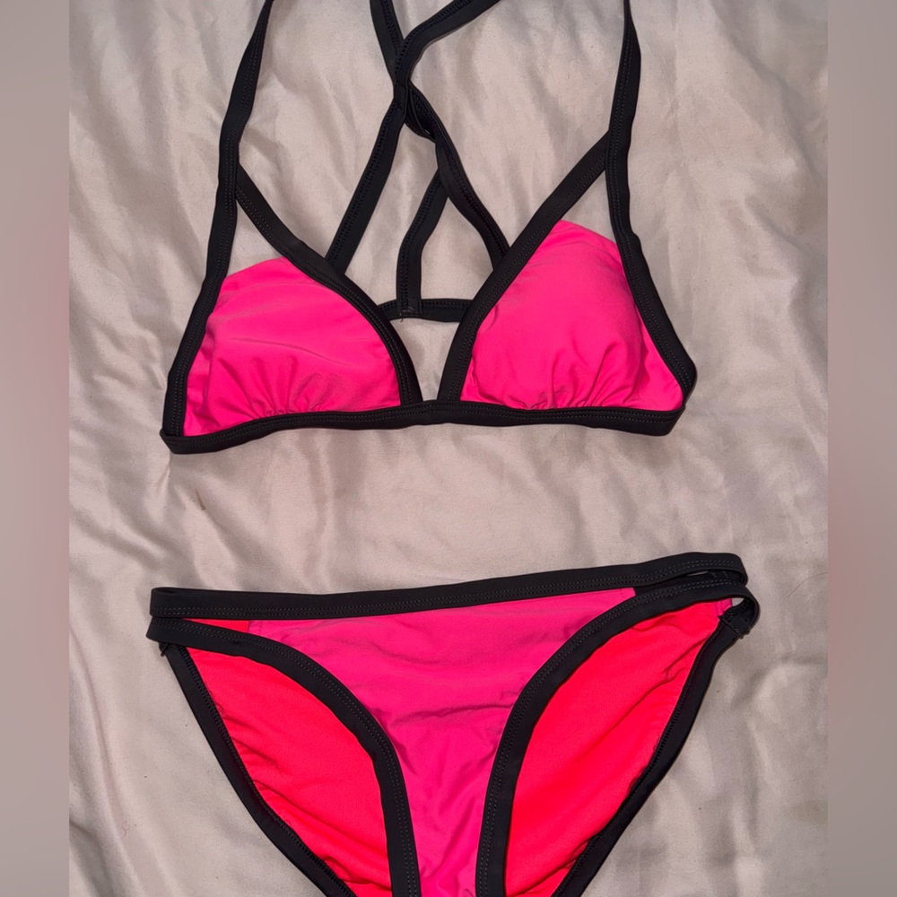 Xhilaration Vibrant Pink and dark grey  Swimwear